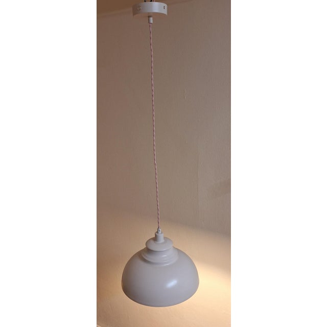 Vintage Belgian Ceiling Lamp in Pink Painted Sheet Metal by Lucide For Sale - Image 3 of 8