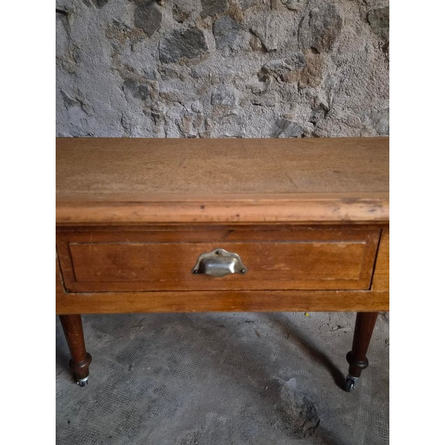 Brown Vintage Beechwood Office Desk with Linoleum Top and Drawer, 1930s For Sale - Image 8 of 18