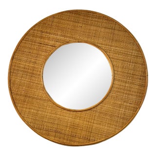 Vintage Italian Rattan Mirror For Sale