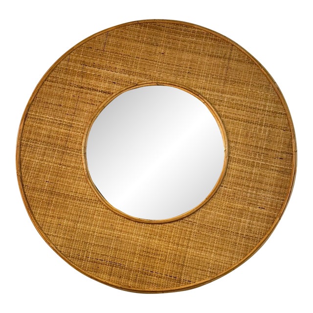 Vintage Italian Rattan Mirror For Sale