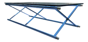 Modern Chrome Tubular X-Base Coffee Table Thick Glass Top