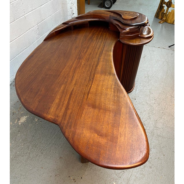 Mid-Century Modern Rare Brazilian Mid-Century Sculptural Executive Desk With Tambour Pedestal For Sale - Image 3 of 16
