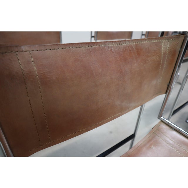 Modernist Chrome and Leather Dining Chairs, 1970s, Set of 6 For Sale - Image 16 of 18