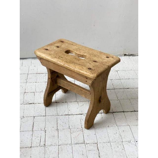 Vintage Natural Pine Primitive / Farmhouse Stool, Circa 1920s For Sale - Image 13 of 13