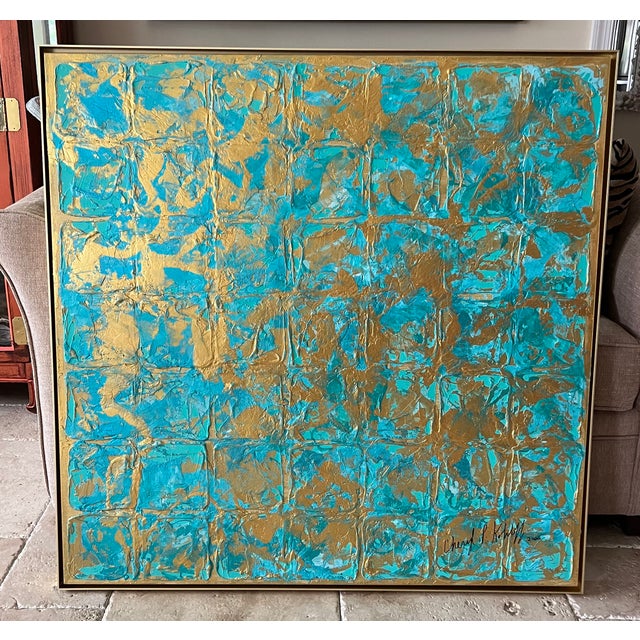 Aqua Turquoise Matrix - Designed by Cheryl P. Kohloff For Sale - Image 8 of 11