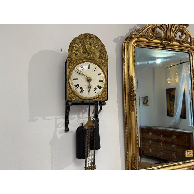 Comtoise Wall Clock, Iron and Metal, Specimen. Dimensions: Height x Width x Depth 152 x 27 x 18 cm. Impressive Comtoise...