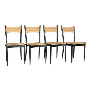 1950s Gio Ponti-Style Rush Dining Chairs - Set of 4 For Sale