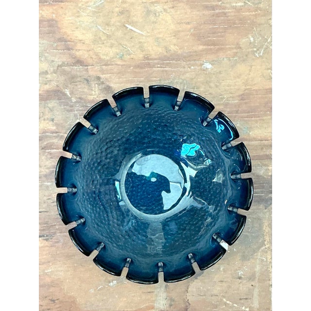 Vintage Mid Century Modern Swedish Scalloped Glass Bowl For Sale - Image 10 of 12