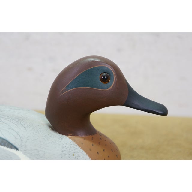 Vintage 1977 the Decoy Shop Hand-Carved White Pine Green-Winged Teal Drake Decoy For Sale - Image 10 of 14