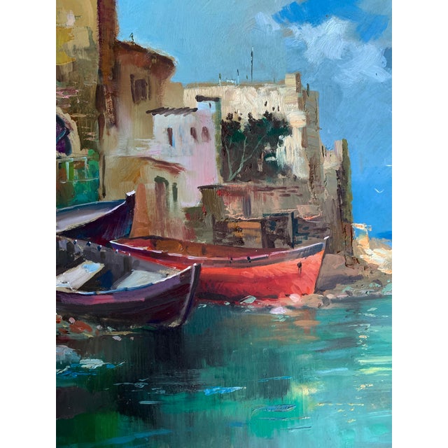 Cornflower Blue Oil Painting on the Seashore Yuriy Suprunchuk For Sale - Image 8 of 13