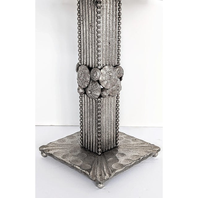Art Deco French Art Deco Wrought Iron Table Lamp Signed by Schneider For Sale - Image 3 of 5