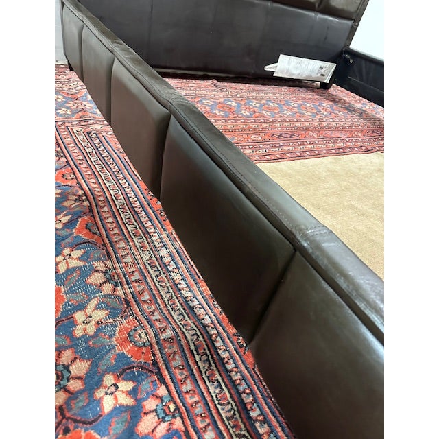 1980s California King Size Leather Bedframe For Sale - Image 4 of 12