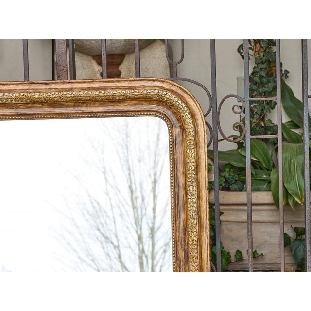 Early 20th Century French Louis-Philippe Gilded Mirror with Beaded Trim, circa 1900 For Sale - Image 5 of 12