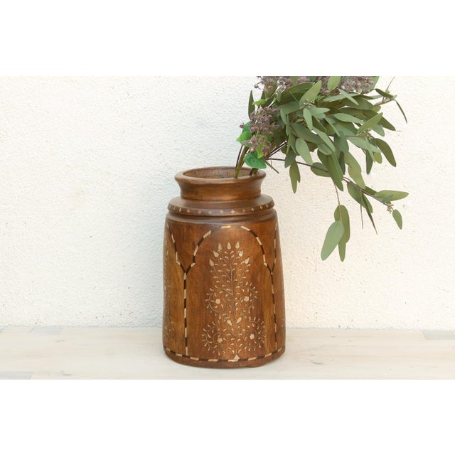 Tall Antique Inlay Medallion Pot For Sale - Image 9 of 9