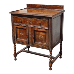 Vintage Mission Barley Twist Oak Server Cabinet ~ Sideboard Buffet Side Table