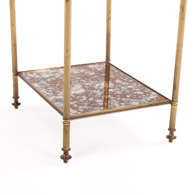 Metal French Three-Tier Brass and Glass End Table, C. 1950 For Sale - Image 7 of 7