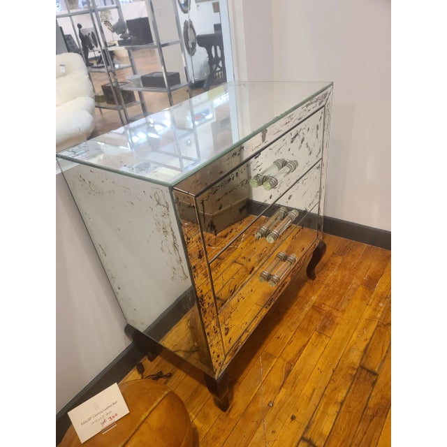 Antique-Mirrored Chest With Lucite Handles, C. 1940s For Sale - Image 11 of 12