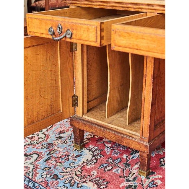 Large Antique Oak Desk For Sale - Image 3 of 14