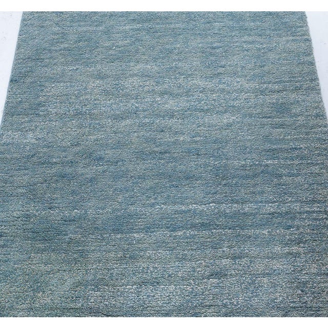 Early 21st Century Modern Hand-Knotted Wool Runner in Cool Tones by Doris Leslie Blau For Sale - Image 5 of 8