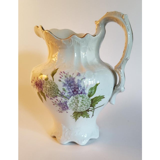 Late 19th Century Antique Pitcher With Lilac Floral Design For Sale - Image 5 of 9