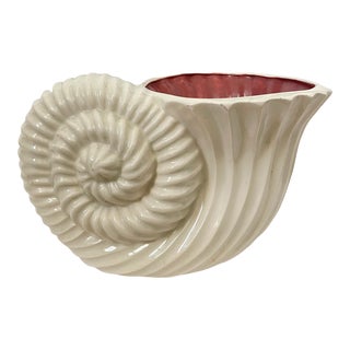 Vintage White Ceramic Shell Shaped Planter. 13x7.5”￼ For Sale