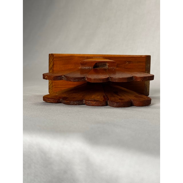 Vintage Boho Chic Arched Fan Solid Wood Napkin Holder For Sale - Image 9 of 10