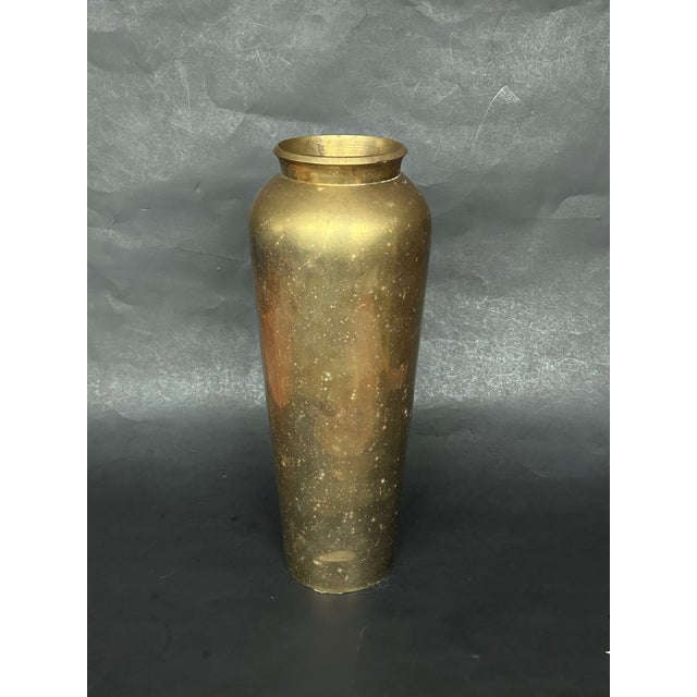 Mid Century Tall Brass Vase For Sale In New York - Image 6 of 8