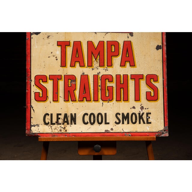 Vintage "Tampa Straights" Tin Litho Cigar Advertising Sign For Sale - Image 4 of 10