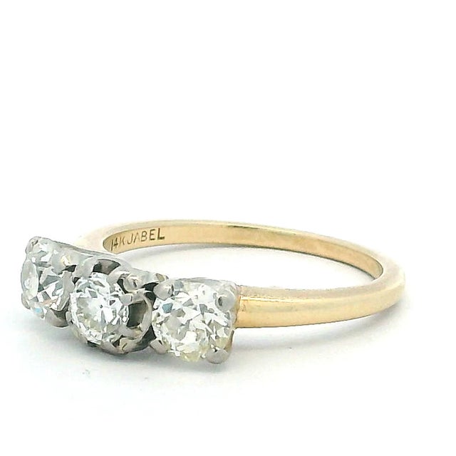1950s Mid-Century Jabel Three-Stone Diamond Ring, Size 6 For Sale - Image 9 of 10