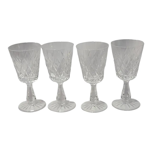 Set of 4, Vintage Crystal Waterford Ireland "Kinsdale" Wine Glasses For Sale