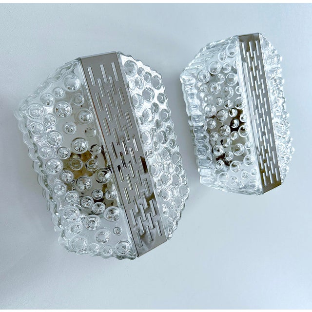 Vintage Bubble Glass and Chrome Sconces, 1970s, Set of 2 For Sale - Image 15 of 18