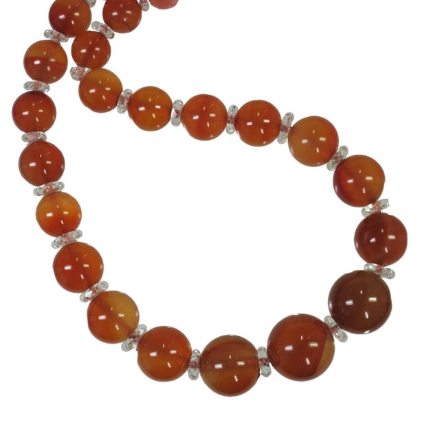 Vintage Carnelian Bead Necklace 1950s For Sale - Image 4 of 7