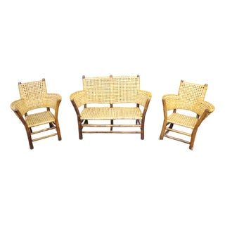 Hickory Attributed Three Piece Adirondack Parlor Set For Sale