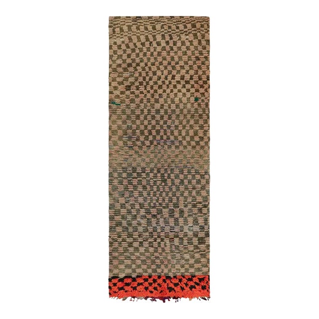 1950s Azilal Moroccan Runner Rug in Polychromatic Tribal Patterns by Rug & Kilim For Sale