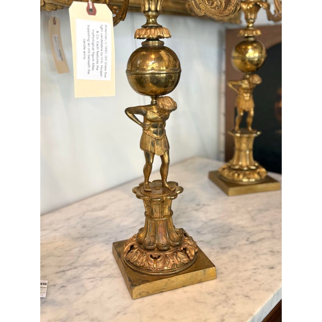 Pair of h.n. Hooper & Co. Gilt Brass Figural Atlas Candelabra, Circa 1840 For Sale - Image 10 of 10
