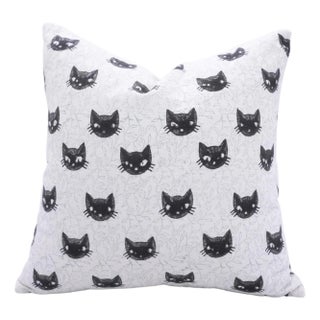 Fabdivine Halloween Cat Face Pillow Cover Artisan Cotton Cushion for Festive Home Décor Size 26x26 Kitty For Sale