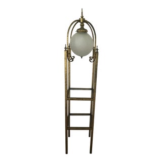 Hollywood Regency Style Gold Floor Lamp With Shelves For Sale