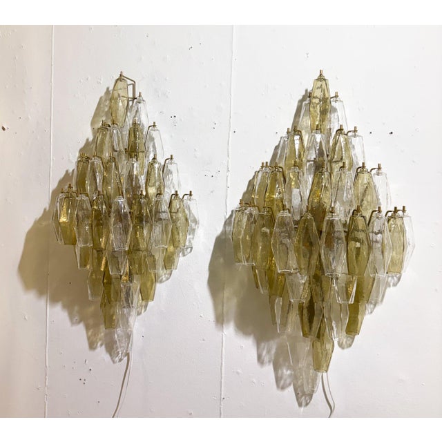 Pair of Murano Glass "Polyhedral" Wall Sconces by Carlo Scarpa for Venini, 1960s Up to 250V (Europe/UK Standard).The...