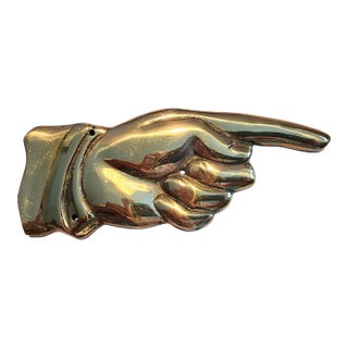 Brass Vintage Pointing Hand Sign With Pointing Finger For Sale