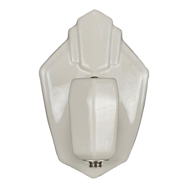 Mid 20th Century Restored Art Deco White Porcelain Wall Sconce For Sale