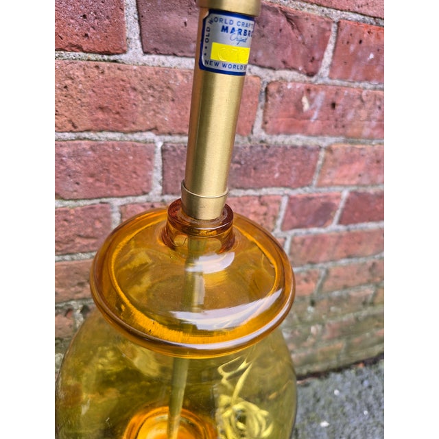 Traditional Mid 20th Century Hollywood Regency Marbro Original Amber Glass Lamp For Sale - Image 3 of 8