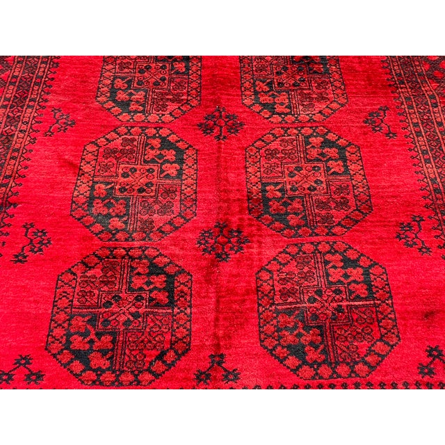 Textile Vintage Afghan Khal Mohammad Aina Gul Bokhara Tribal Rug - 7'6" X 5'7" For Sale - Image 7 of 12