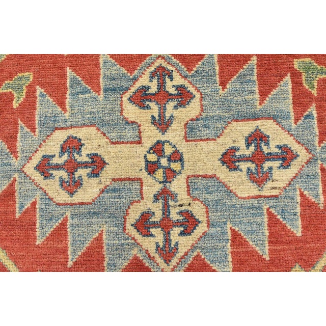 Kazak Rug 8′ X 10’11” Red Wool Tribal Hand-Knotted Oriental Carpet For Sale - Image 10 of 15