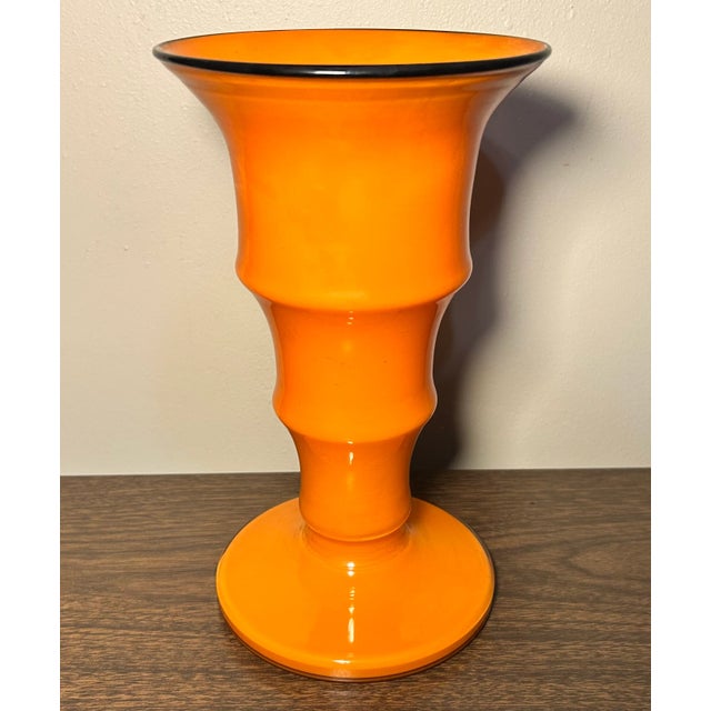 1930’s Czechoslovakia Art Deco Tango Glass Footed Trumpet Vase For Sale - Image 4 of 7