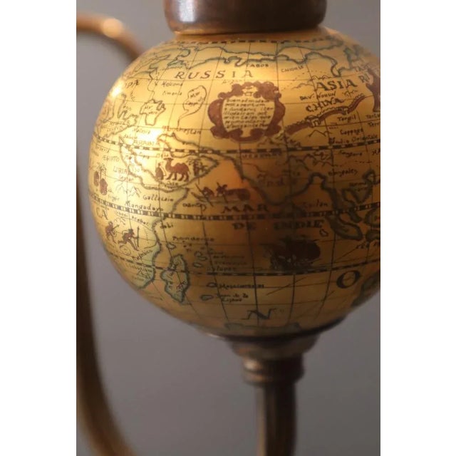 Hollywood Regency Golden Chandelier in the form of Globe, 1960s For Sale - Image 6 of 13