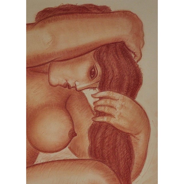 Paper Lucien Gibert, Her Flaming Locks of Auburn Hair, Nude, 1930s, Chalk on Paper For Sale - Image 7 of 18