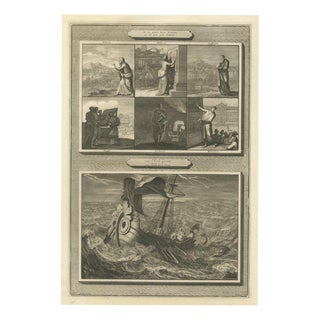 Pieter Mortier, Six Minor Prophets and Jonah Thrown Into the Sea, 1700, Engraving For Sale
