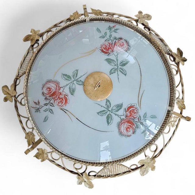 Large floral ceiling lamp 1950s Large floral ceiling lamp 1950s Width 70 cm Height 20 cm Up to 250V (Europe/UK...