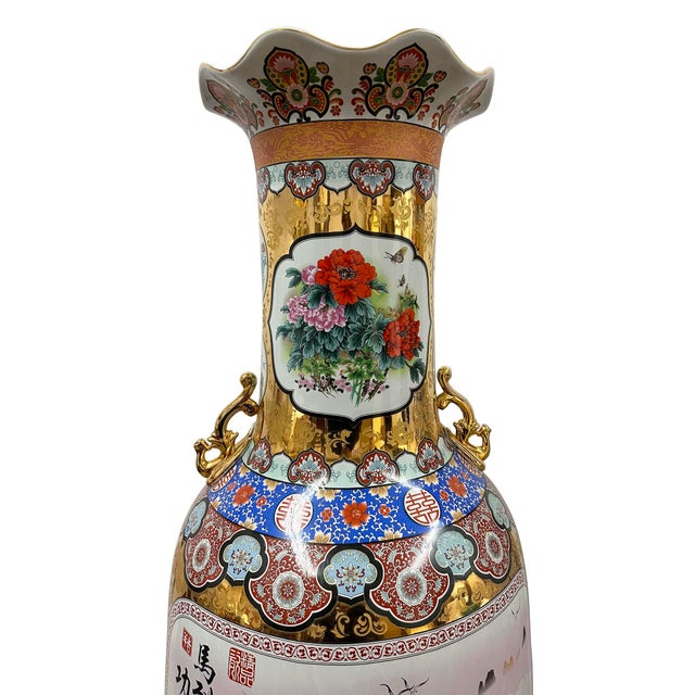 Pair of Vintage Chinese Famille Rose Porcelain Floor Vases For Sale - Image 10 of 18