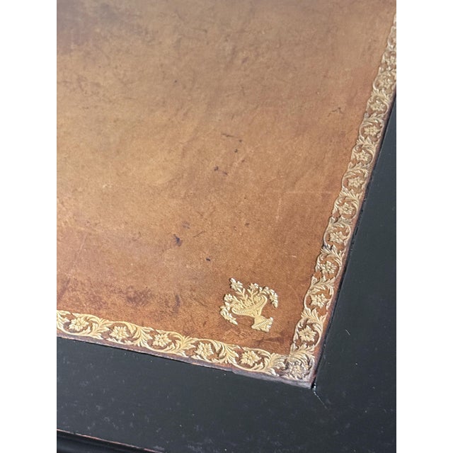 Black Louis XVI Ebonized Writing Table or Desk With Embossed Leather Top From France For Sale - Image 8 of 15
